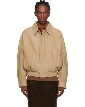 Nour Hammour Dalma Relaxed Nubuck Suede Jacket - Natural