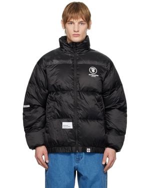 Aape By A Bathing Ape 'Aape Now' Moonface Logo Zip-Up Down Jacket - Black