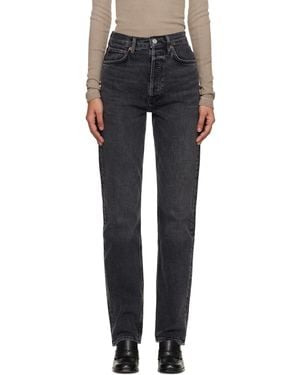 Agolde 90's Pinch Waist Long Comfort Stretch Jeans - Black