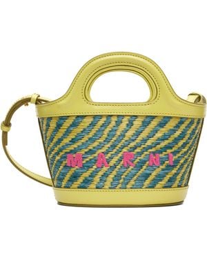 Marni Wavy Raffia-Effect Tropicalia Micro Tote - Yellow