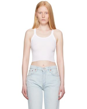 RE/DONE Hanes Edition Cropped Ribbed Tank Top - White