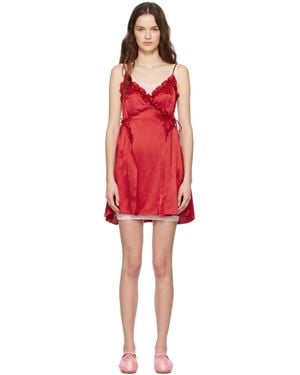 Simone Rocha Negligee Satin Patchwork Ballet Minidress - Red
