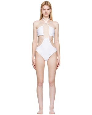 Rosetta Getty Maillot De Bain Une Pièce Blanc En Nylon Recyclé - Noir