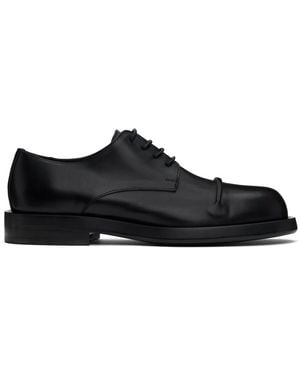 Ann Demeulemeester Buffed Leather Pintuck Derby Shoes - Black
