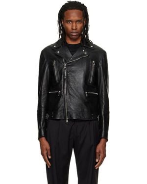 McQueen Classic Biker Leather Jacket - Black