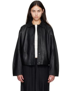St. Agni Cocoon Leather Jacket - Black