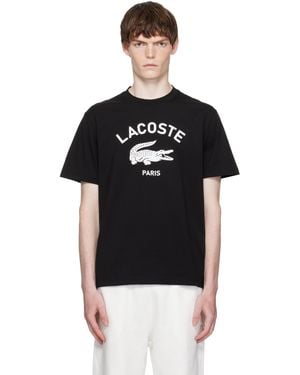 Lacoste Signature Print Cotton T-Shirt - Black