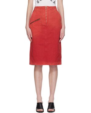 Willy Chavarria Workwear Zipped Denim Midi Skirt - Red