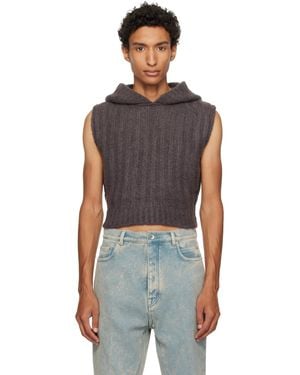 Rick Owens Tower Cropped Hooded Tank Top - Grey