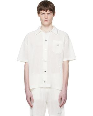 CASABLANCA Off- Short Sleeve Mesh Shirt - White