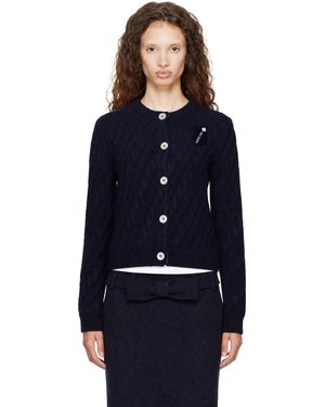 ShuShu/Tong Cardigan Bleu Marine En Tricot Câblé