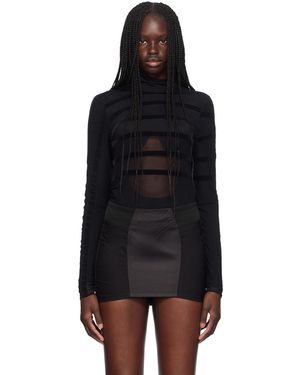 Jean Paul Gaultier 'The Striped Flocked' Bodysuit - Black
