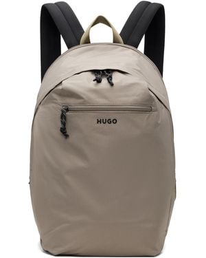 HUGO Taupe Contrast Logo Backpack - Grey