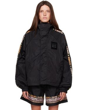 Ganni Placement Printed Flyweight Nylon Jacket - Black