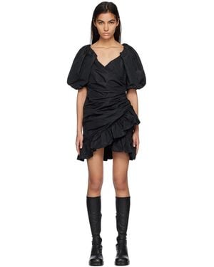 MSGM Black Ruffled Mini Dress