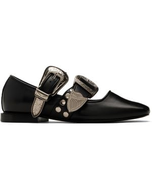 Toga Ssense Exclusive Metal Leather Ballerina Flats - Black