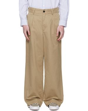 Noah Single-Pleat Baggy Pants - Natural