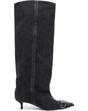 DIESEL D-Venus Kb Slouchy Denim Tall Boots - Black