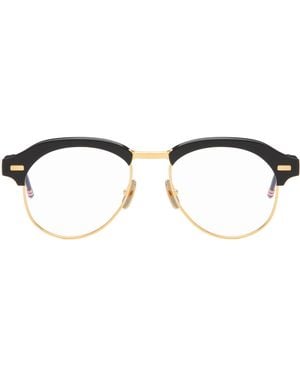 Thom Browne Acetate & Titanium Pilot Glasses - Brown