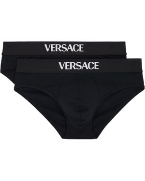 Versace ブラック Cotton-Jersey ブリーフ 2枚セット