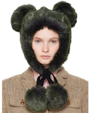 Anna Sui Ssense Exclusive Faux Fur Teddy Bear Hat - Black