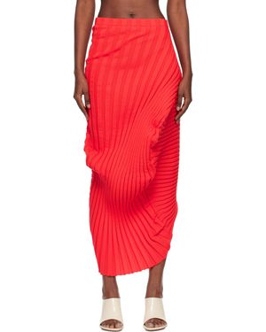 Issey Miyake Knit 'As It Is' Midi Skirt - Red