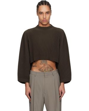 Homme Plissé Issey Miyake T-Shirt Turbine Brun - Noir