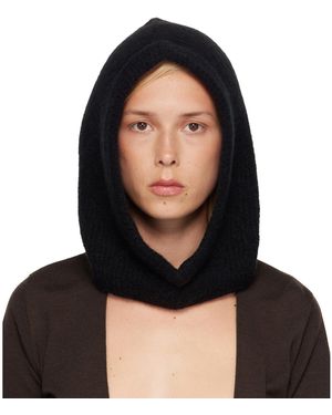 Rick Owens Capuche Noire En Tricot D'Alpaca