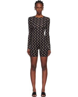 Marine Serre ブラック Recycled Moon Jersey ショート キャットスーツ