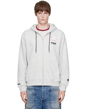 Aape By A Bathing Ape Off- 'Aape' Basic Zip Up Hoodie - Grey