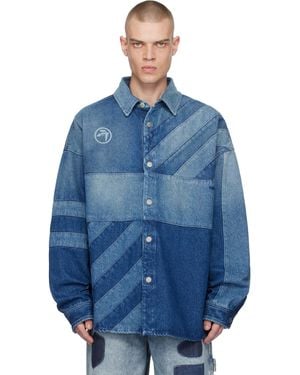 Ambush Patchwork Denim Shirt - Blue