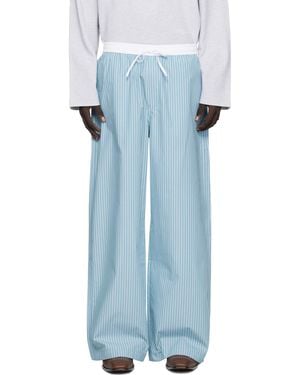 Acne Studios ブルー ストライプ コットン トラウザーズ