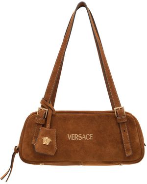Versace Tag' Suede Bowling Bag - Brown
