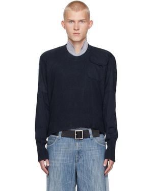 PROTOTYPES ネイビー Moved Neckline Military Knit セーター - ブルー