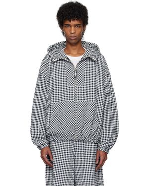 Marni ブラック＆ホワイト ギンガム シアサッカー フードジャケット - グレー