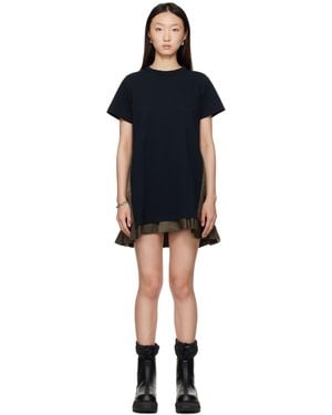 Sacai Nylon Twill & Cotton Jersey Minidress - Black