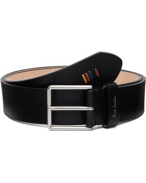 Paul Smith Leather 'Artist Stripe' Stitch Belt - Black