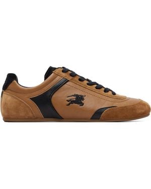 Burberry Tan Leather Knight Trainers - Brown