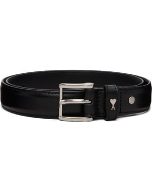 Ami Paris Cowhide Leather Paris Paris Belt - Black