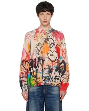 R13 Printed Boyfriend Jumper - Red