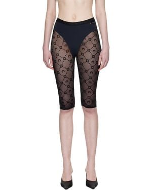 Marine Serre Moonogram Mesh Flock Capri Leggings - Black