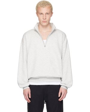 Skims Fleece Lounge Relaxed Quarter Zip Sweatshirt - White