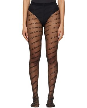 Vetements Wolford Edition Monogram Logo Tights - Black