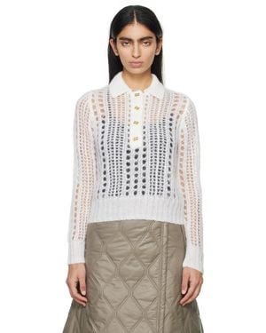 Ganni ホワイト スプレッドカラー ニットポロシャツ - マルチカラー