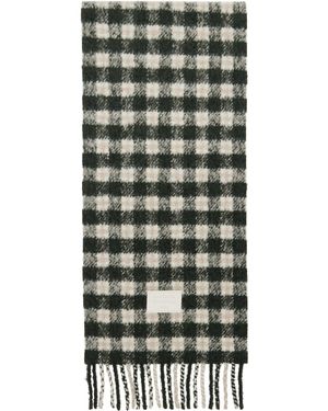 Acne Studios Écharpe Blanc Et Vert À Carreaux Et À Logo