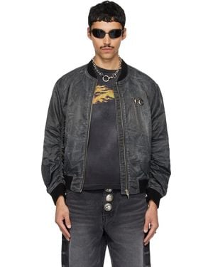 THUG CLUB Jamong Two Tone Washed Ma-1 Bomber Jacket - Grey