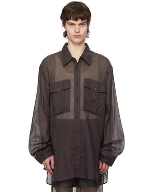 Dries Van Noten パープル オーバーサイズ コットン シャツ - ブラウン