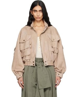Balmain Suede Bomber Jacket - Brown