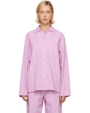 Tekla Chemise De Pyjama À Manches Longues Rose En Popeline - Violet