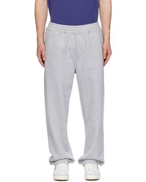 Stussy Pantalon De Survêtement Gris À Logo Brodé - Blanc
